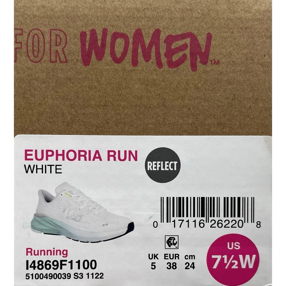 Ryka Euphoria Run Womens Athletic Shoes Size 7.5 Wide Width White/Green Sneakers